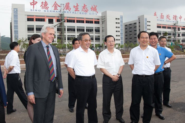 Hu Chunhua kam nach Jieyang und untersuchte das Projekt der Sino-German Metal Eco City